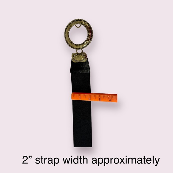 Chico’s black stretch & leather trim belt with gold-tone closure - Picture 6 of 9